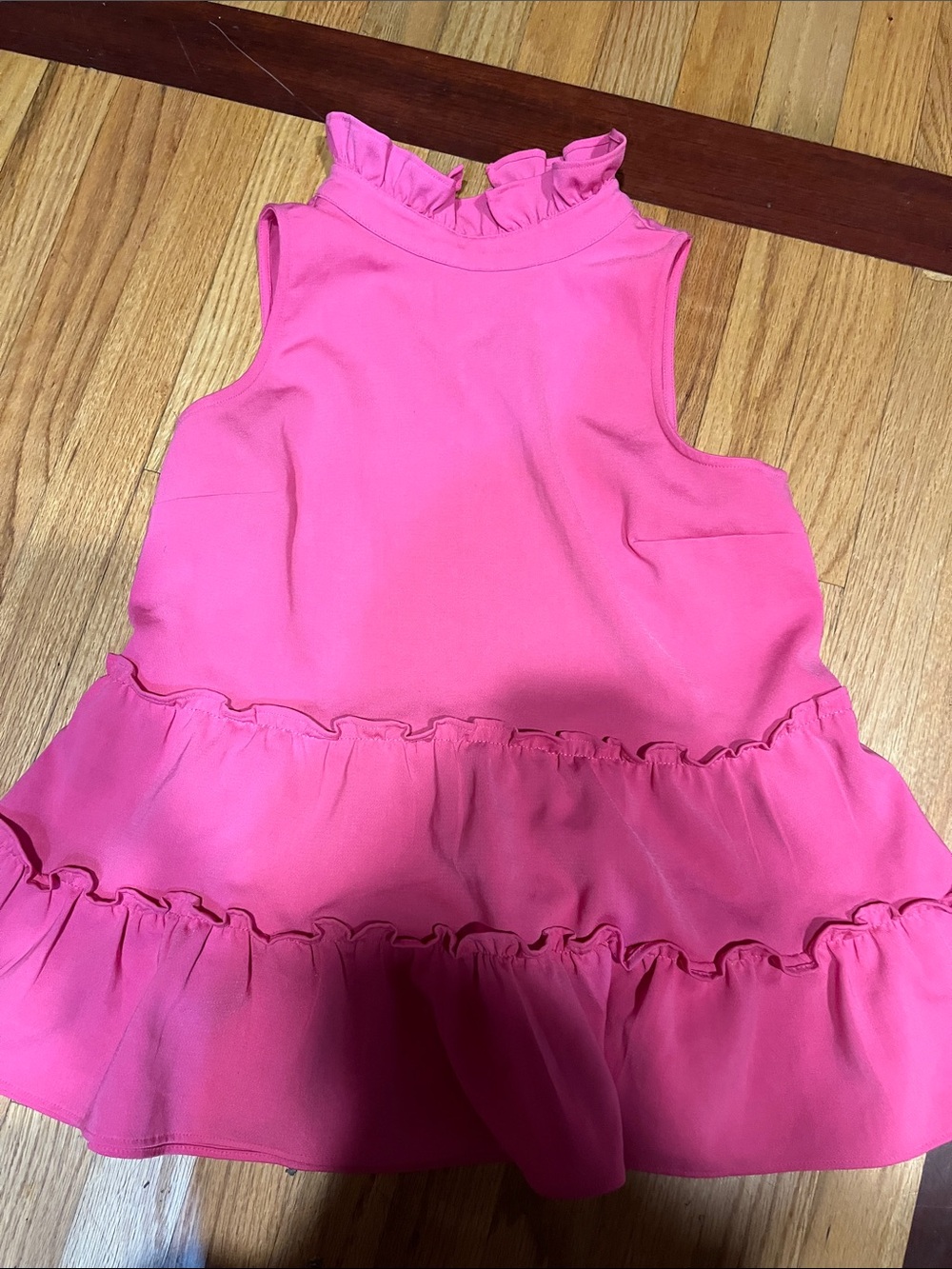 Pink Ruffled Sleeveless Peplum Top